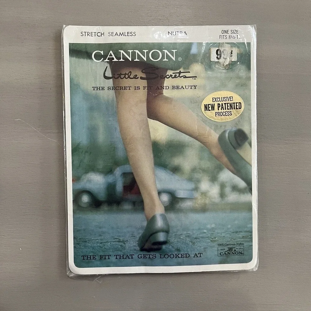 Vintage 60s Cannon Little Secrets Size 8 1/2-11 Nylon Garter Seamless Stockings
